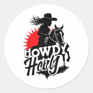 Howdy Texas Western Melanin Black Cowgirl African  Classic Round Sticker