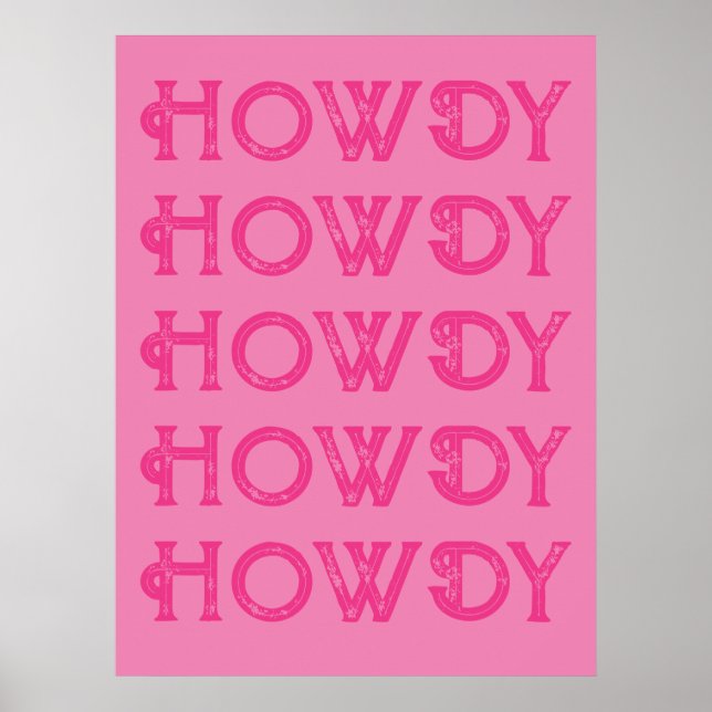 Howdy Typography Western Wall Ranch Cabin Home Poster (Front)