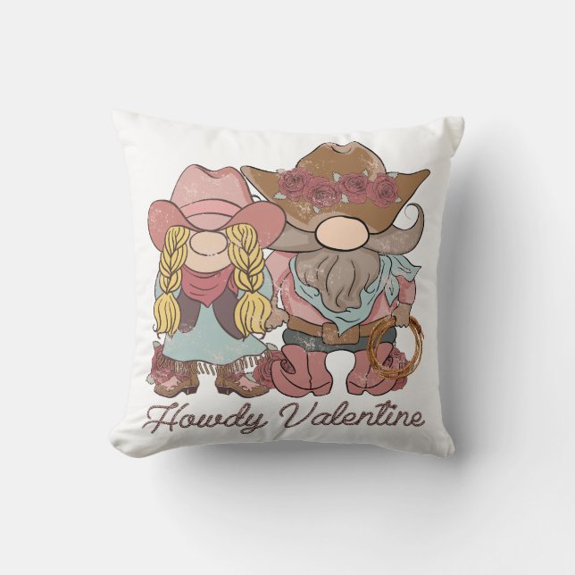 Howdy Valentine Country Gnomes Cushion (Front)