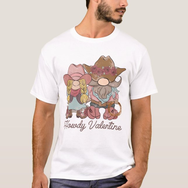 Howdy Valentine Country Gnomes T-Shirt (Front)