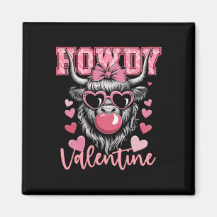 Howdy Valentine Cow Bubble Western Cowboy Valentin Magnet
