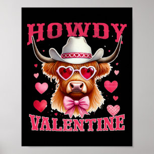 Howdy Valentine Cow Cowboy Valentine’s Day Western Poster