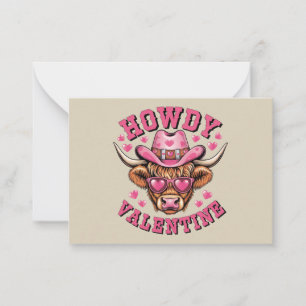 Howdy Valentine Cow Valentines Da&y Coquette Love  Card