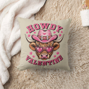 Howdy Valentine Cow Valentines Da&y Coquette Love  Cushion