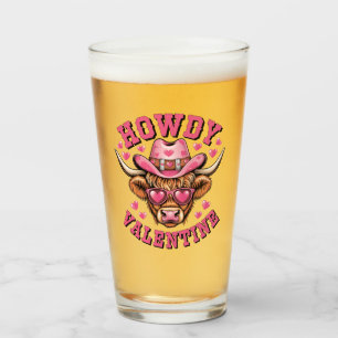 Howdy Valentine Cow Valentines Da&y Coquette Love Glass