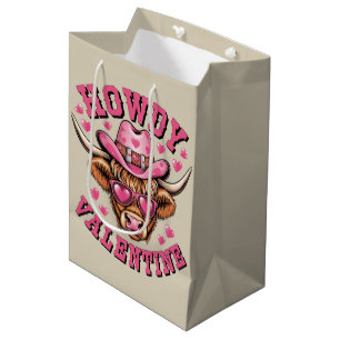 Howdy Valentine Cow Valentines Da&y Coquette Love Medium Gift Bag