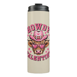 Howdy Valentine Cow Valentines Da&y Coquette Love Thermal Tumbler