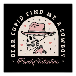 Howdy Valentine cowboy dark romance gothic black Poster