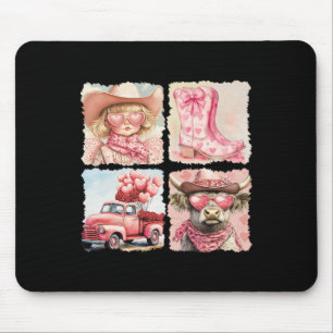 Howdy Valentine Cowgirl Retro Vintage Western Vale Mouse Pad