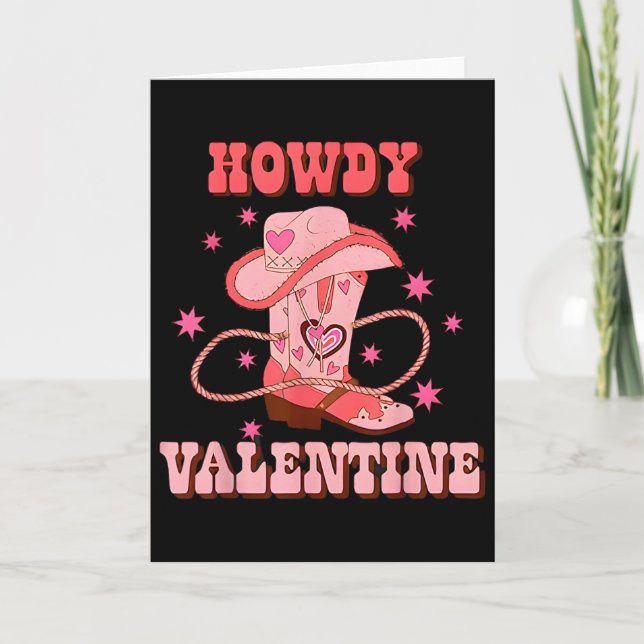 Howdy Valentine Western Boots Country Cowboy Valen Card (Front)