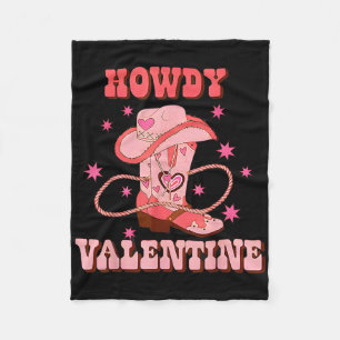 Howdy Valentine Western Boots Country Cowboy Valen Fleece Blanket