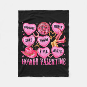 Howdy Valentine Western Cowgirl Hearts Candy Women Fleece Blanket