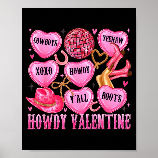 Howdy Valentine Western Cowgirl Hearts Candy Women Poster (Front)
