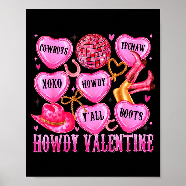 Howdy Valentine Western Cowgirl Hearts Candy Women Poster (Front)