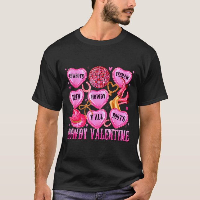 Howdy Valentine Western Cowgirl Hearts Candy Women T-Shirt (Front)