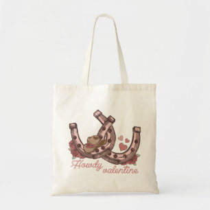 Howdy Valentine Western Horseshoes Tote Bag
