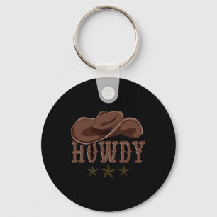 Howdy Western Cowboy Hat Country Cowboy Key Ring
