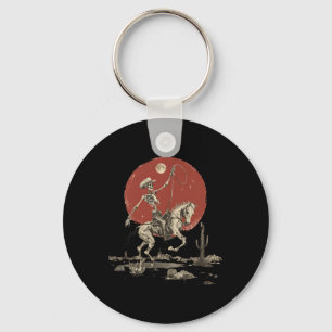 Howdy Western Cowboy Skeleton Riding Horse Vintage Key Ring