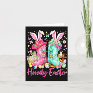 Howdy western easter bunny coquette cowboy boots card