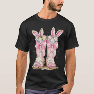 Howdy Western Easter Bunny Coquette Cowboy Boots E T-Shirt