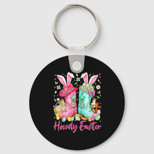 Howdy western easter bunny coquette cowboy boots key ring