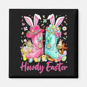 Howdy western easter bunny coquette cowboy boots magnet