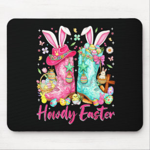 Howdy western easter bunny coquette cowboy boots mouse pad