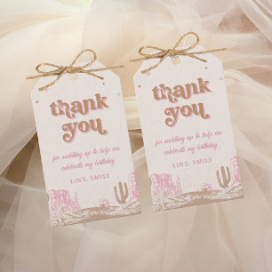 Howdy! Western Pink Cowgirl Birthday Gift Tags