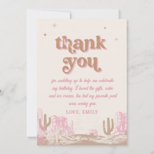 Howdy! Western Pink Cowgirl Birthday  Thank You Card