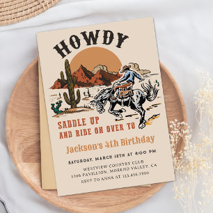 Howdy! Western Rodeo Cowboy Birthday Invitation