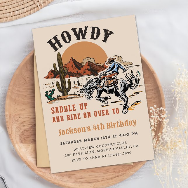 Howdy! Western Rodeo Cowboy Birthday Invitation (Creator Uploaded)