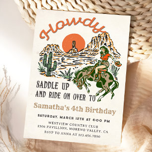 Howdy! Western Rodeo Cowboy Birthday Invitation