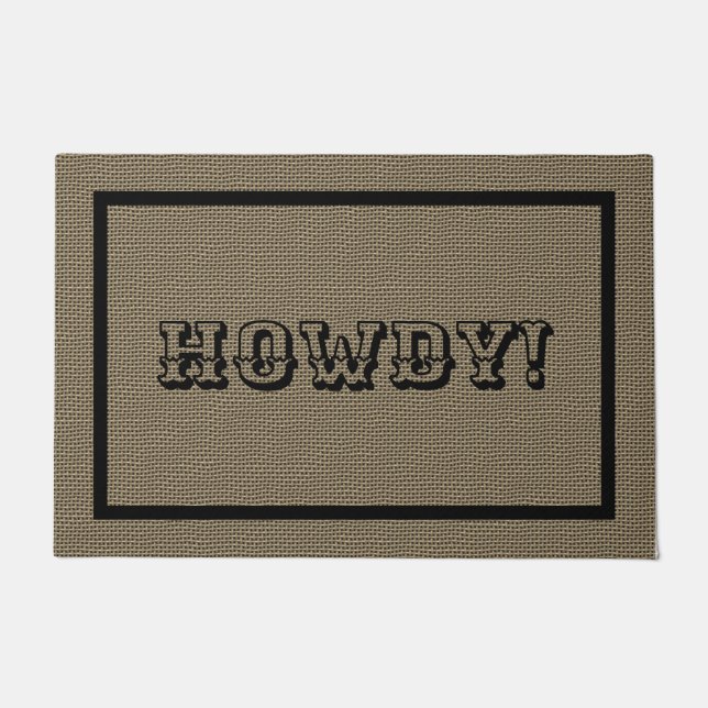 Howdy Western Rustic Welcome Mat | Large Doormat (Front)