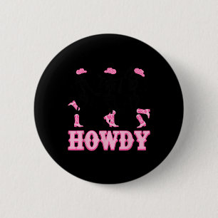 Howdy Western Skeleton Cowgirls Dancing Halloween  6 Cm Round Badge