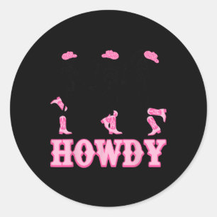 Howdy Western Skeleton Cowgirls Dancing Halloween Classic Round Sticker