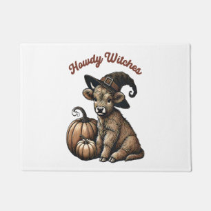 Howdy Witches Halloween Highland Cow Doormat