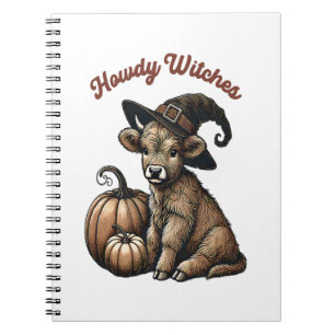 Howdy Witches Halloween Highland Cow Notebook