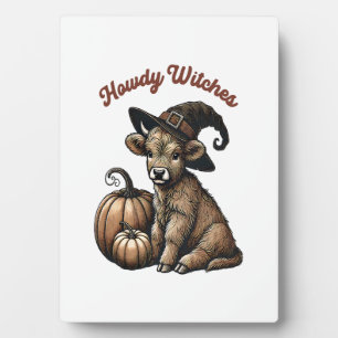 Howdy Witches Halloween Highland Cow Plaque