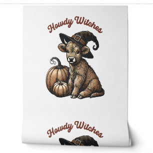 Howdy Witches Halloween Highland Cow Wallpaper
