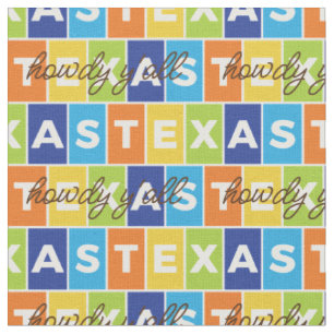Howdy Y'all Colourful Texas Boxes Pattern Fabric