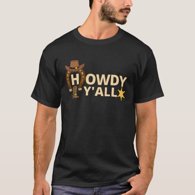 Howdy Y'all - Country Cowgirl Boots T-Shirt (Front)