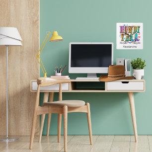 Howdy Y'all Girls Western Square Wall Clock