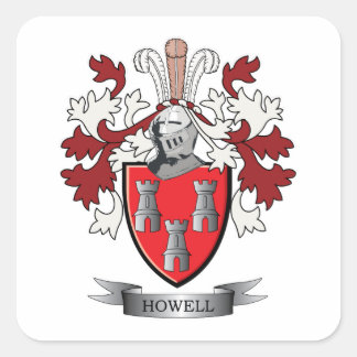Howell Family Crest Coat of Arms Square Sticker
