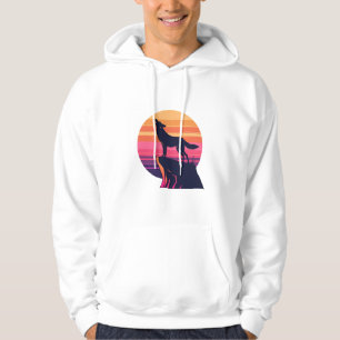 Howl at the Dusk – Retro Coyote Sunset  Hoodie