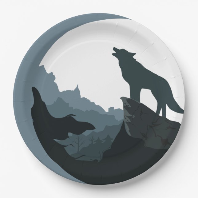 Howl at the moon paper plate (Front)