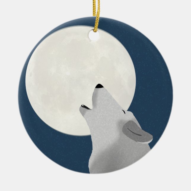 Howl At The Moon Wolf Ornament (Front)