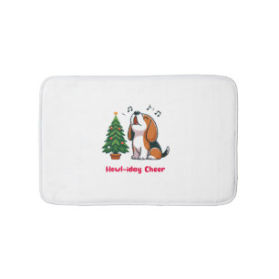 Howl-iday Cheer Beagle With A Christmas Tree Desig Bath Mat