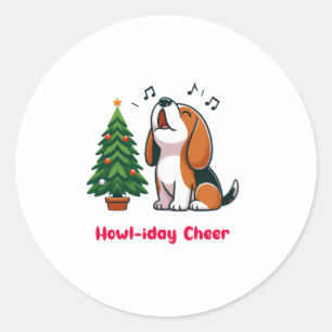 Howl-iday Cheer Beagle With A Christmas Tree Desig Classic Round Sticker