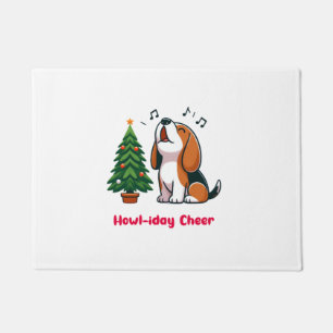 Howl-iday Cheer Beagle With A Christmas Tree Desig Doormat