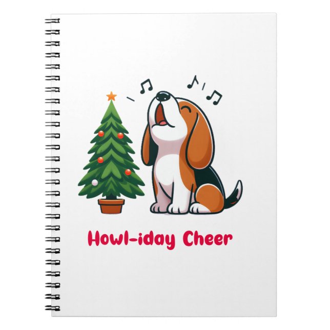 Howl-iday Cheer Beagle With A Christmas Tree Desig Notebook (Front)